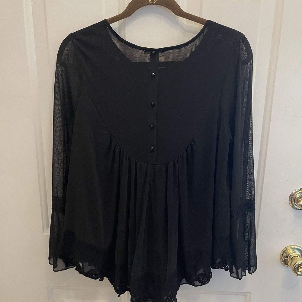 Ultra Pink Top Medium Black Fairy‎ Grunge Goth Whimsygoth Witchy Sheer Lace - Picture 8 of 11